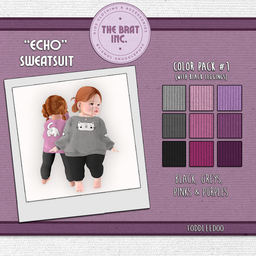 { .the brat inc. } echo kitty sweatsuit (TD) color pack #1