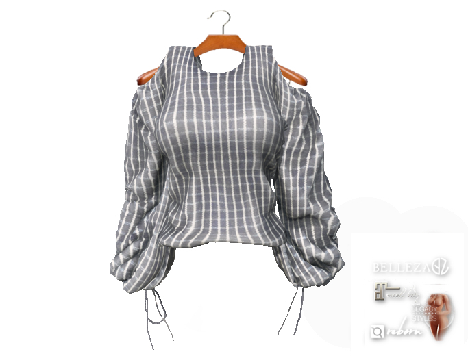 {amiable}Mesh Open Back Puff Sleeve Blouse02
