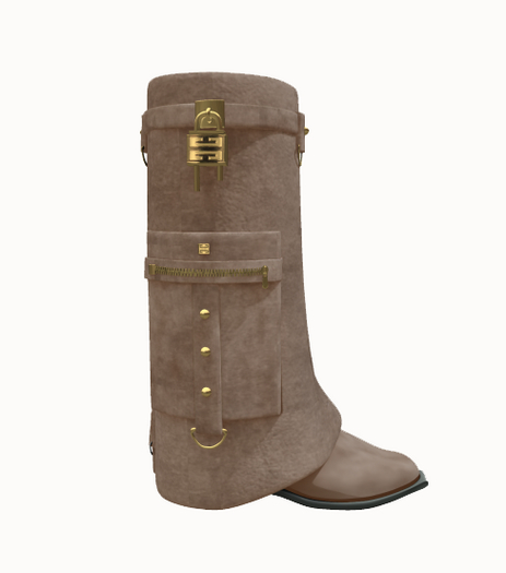 Hollyhood Greek Key Sharp Boots - GOLD SUEDE