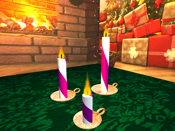 Festive candle/vela in two colors x3 -White/Pink-