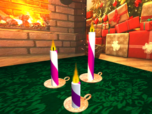 Festive candle/vela in two colors x3 -White/Pink-