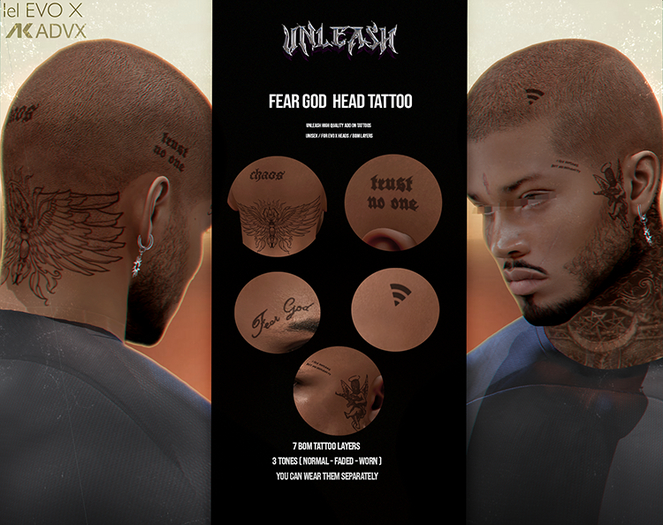 UNLEASH - Fear god Head tattoo Fatpack // EVO X