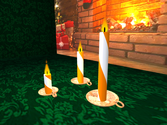 Festive candle/vela in two colors x3 -White/Orange-