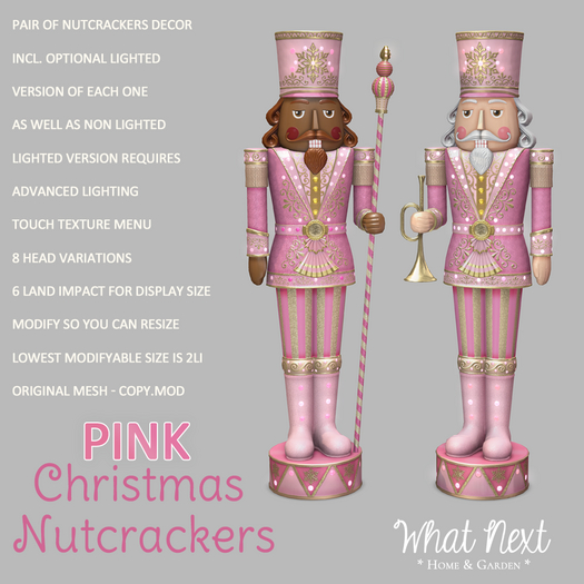 Second Life Marketplace {wn} Christmas Nutcrackers Pink (boxed)