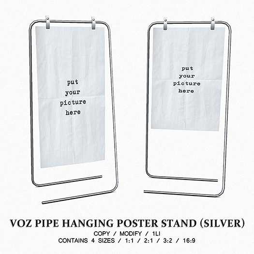 [VOZ] Pipe Hanging Poster Stand (Silver)