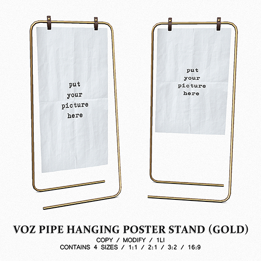 [VOZ] Pipe Hanging Poster Stand (Gold)