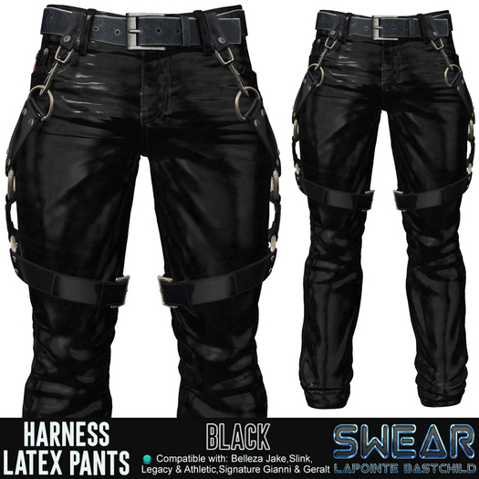 Latex Pants Harness BLACK