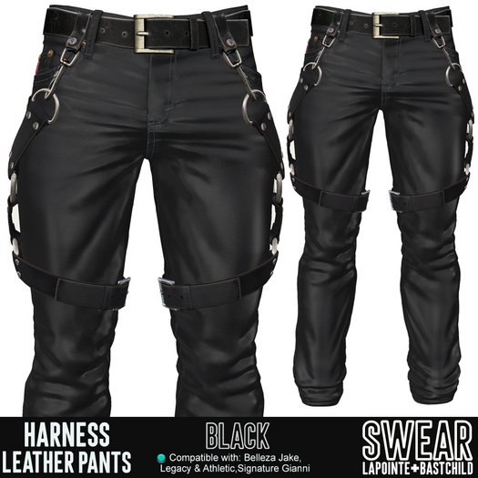 Leather Pants Harness BLACK