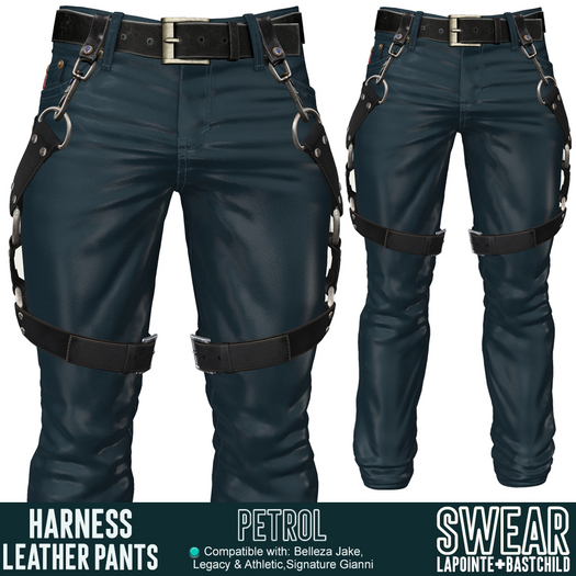 Leather Pants Harness PETROL