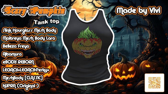 Tank top Rhinestone scary pumpkin -Vivi