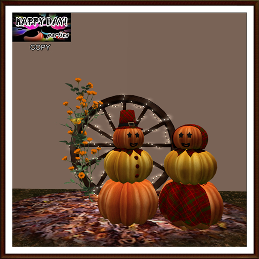 Thanksgiving - Pumpkin Pilgrims and Brown Cartwheel