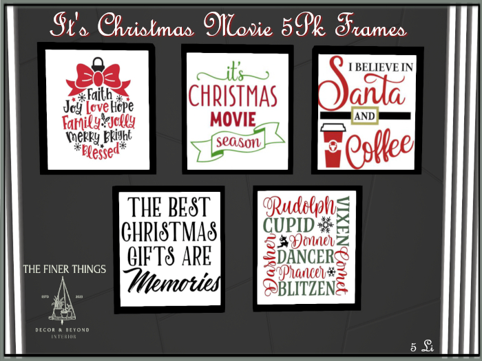 It's Christmas Movie Season 5Pk Frames