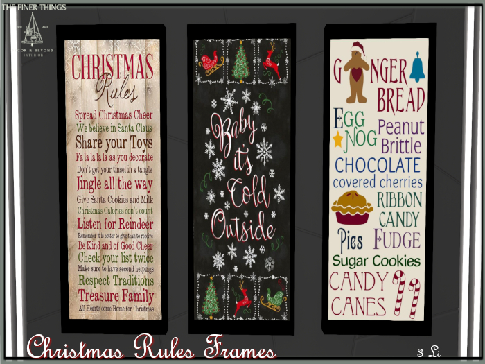 Christmas Rules 3pk Frames