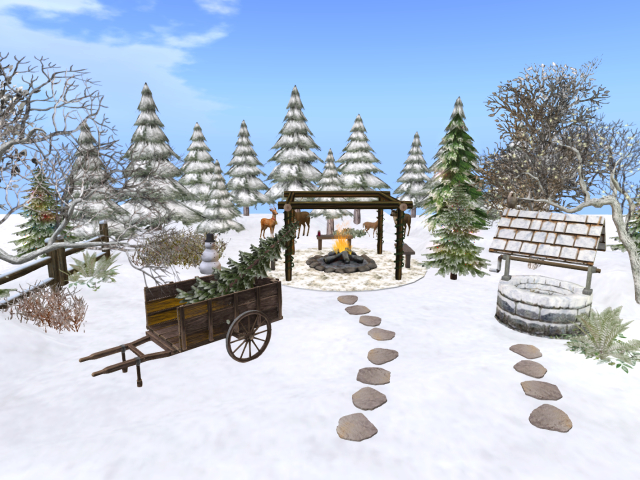 Outdoor Winter Fireside Scene