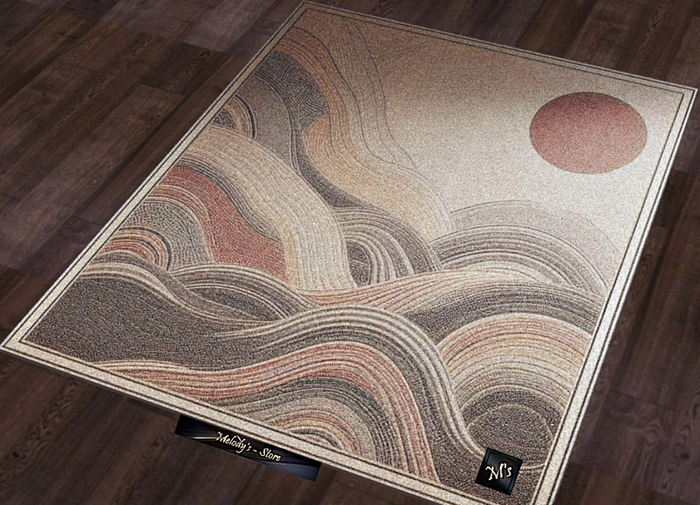 M's - CARPET /RUG/ - Sun over the stormy sea.