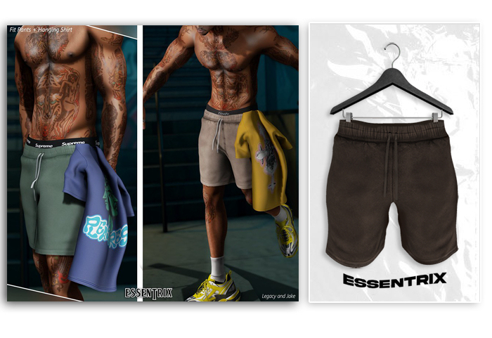 -ESSENTRIX-. Fit Shorts (Brown)