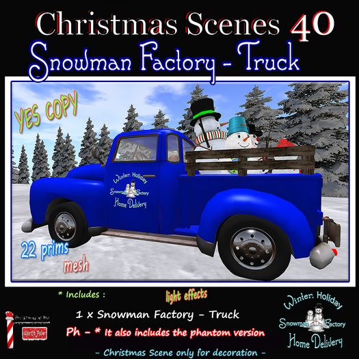 Christmas Scenes 40  "Snowman Factory - Truck "  - box