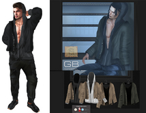 ::GB::Loose cotton jacket (Black) & Hoodie (Black/White)