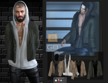 ::GB::Loose cotton jacket (Black) & Hoodie (White)
