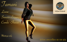 VedaVoge Tamani loose sweatrt and gold leggins