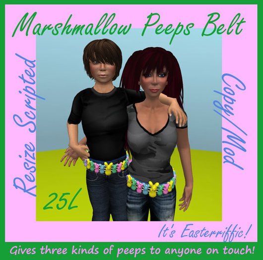 Mudlarks Marshmallow Peeps Belt: Resize Scripted & Gives 3 Treats!