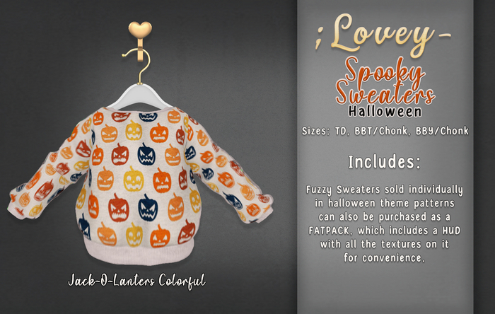 ;Lovey- Spooky Sweaters - Jack-O-Lanterns Colorful
