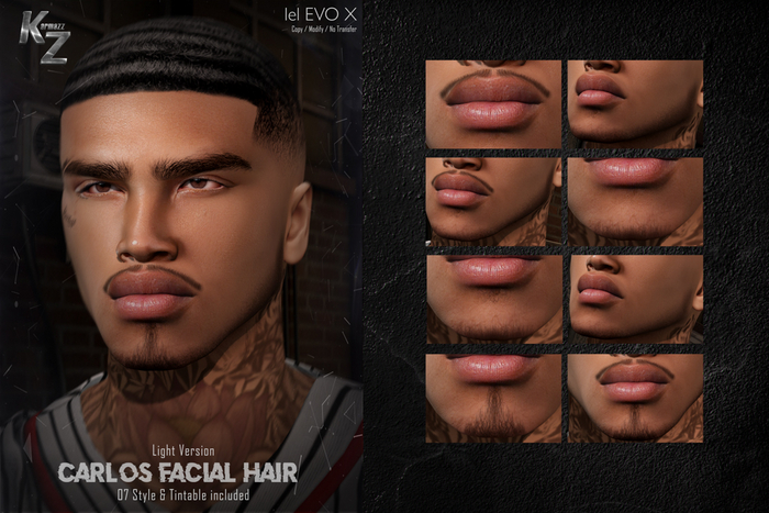 KARMAZZ Carlos Facial Hair - 07 Style & Tintable - EVOX - Light Version