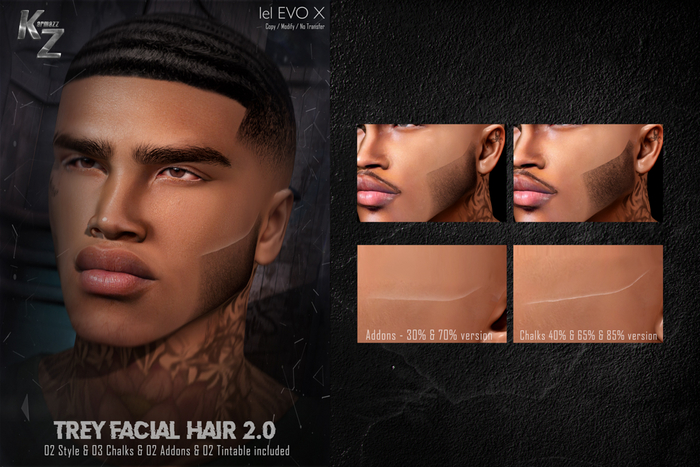 KARMAZZ Trey Facial Hair 2.0 - 02 Style & Chalks & Addons