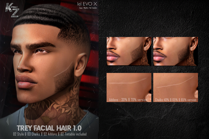 KARMAZZ Trey Facial Hair 1.0 - 02 Style & Chalks & Addons