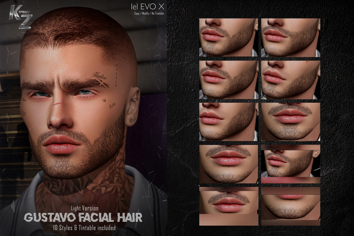 KARMAZZ Gustavo Facial Hair - 10 Style & Tintable included - Light Version