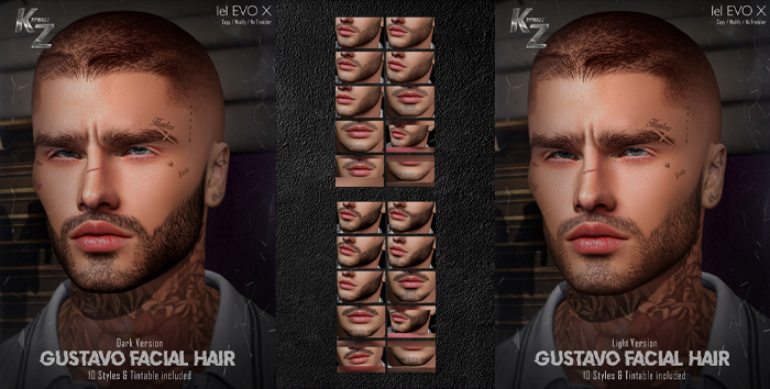 KARMAZZ Gustavo Facial Hair -10 Style & Tintable included- FATPACK