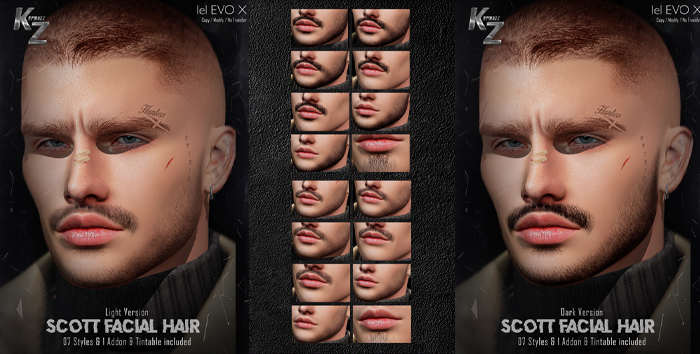 KARMAZZ Scott Facial Hair - 16 Styles & 2 Addon - Fatpack 