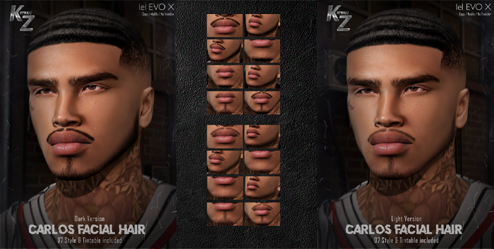 KARMAZZ Carlos Facial Hair - DARK & LIGHT VERSION - EVOX - FATPACK