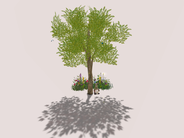 Green Tree With Butterfly's