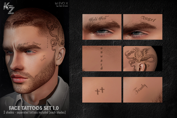 KARMAZZ Face Tattoos Set - 3 Shades - EVOX