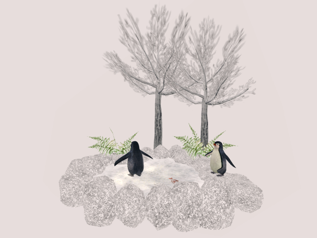 Winter Pond With penguins