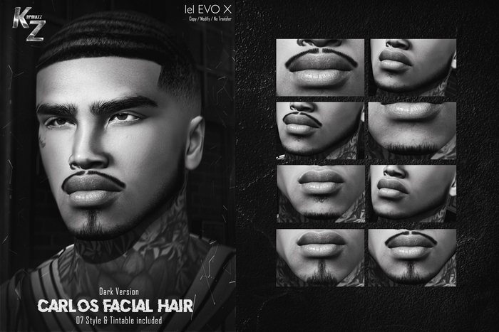 *DEMO Carlos Facial Hair - 07 Style - Dark Version
