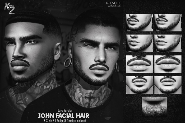 *DEMO John Facial Hair DARK VERSION
