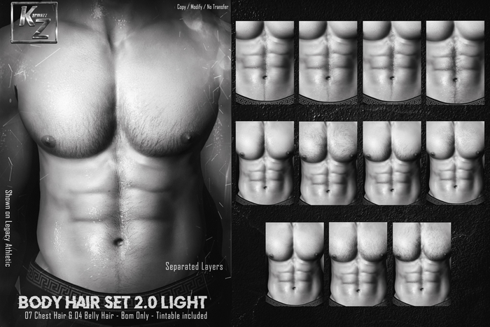 #DEMO Karmazz Body Hair Set 2.0 Chest/Belly/BOM - Light Version
