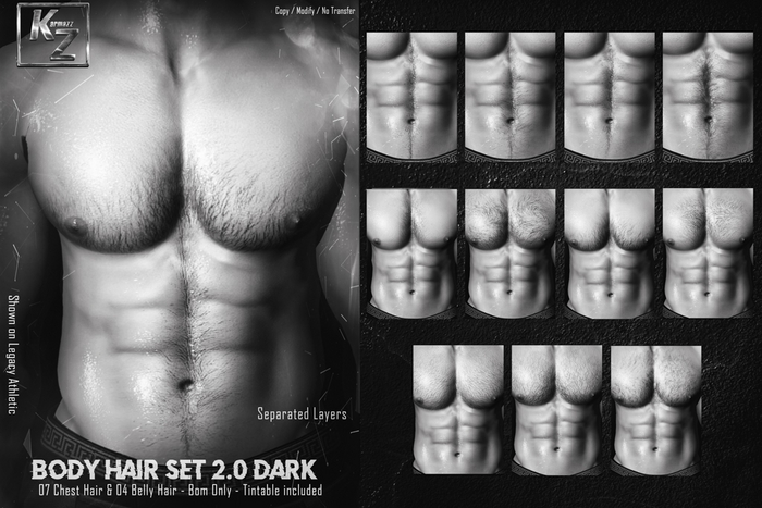 #DEMO Karmazz Body Hair Set 2.0 Chest/Belly/BOM - Dark Version