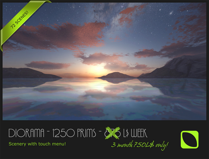Diorama - 150 m x 150 m - 750L$ / 1250P - Touch menu - SUNSET