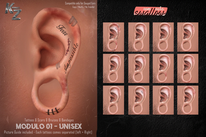 KARMAZZ Modulo 01 - Tattoos & Scars & Bruises & Bandages -  Gauged S