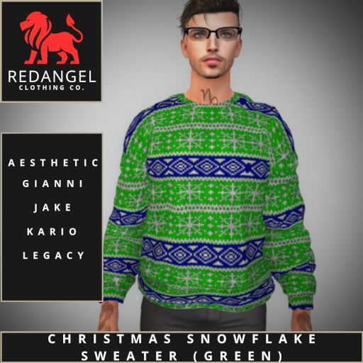Snow Flake Knitted GREEN Sweater