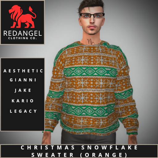 Snow Flake Knitted ORANGE Sweater