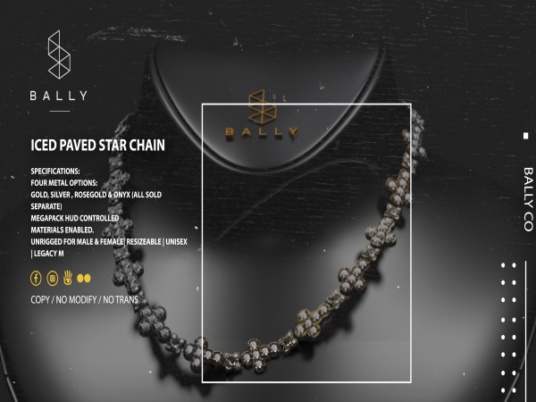 'BALLY' Iced Paved Star Chain Onyx F
