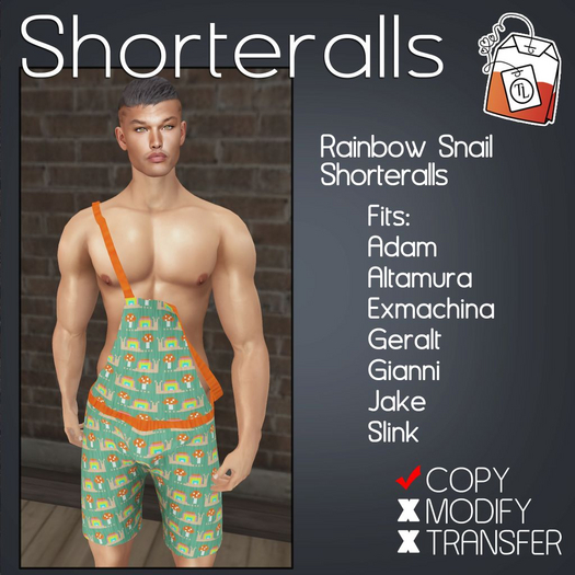 ~TL~ Rainbow Snails Shorteralls