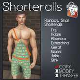 ~TL~ Rainbow Snails Shorteralls
