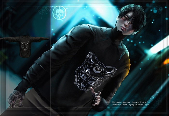 [EL] Sweter Oversize Black  Cat