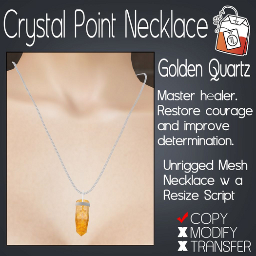~TL~ Golden Quartz Crystal Point Necklace