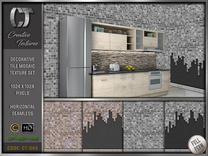 DECORATIVE TILE MOSAIC TEXTURE SET CT-065